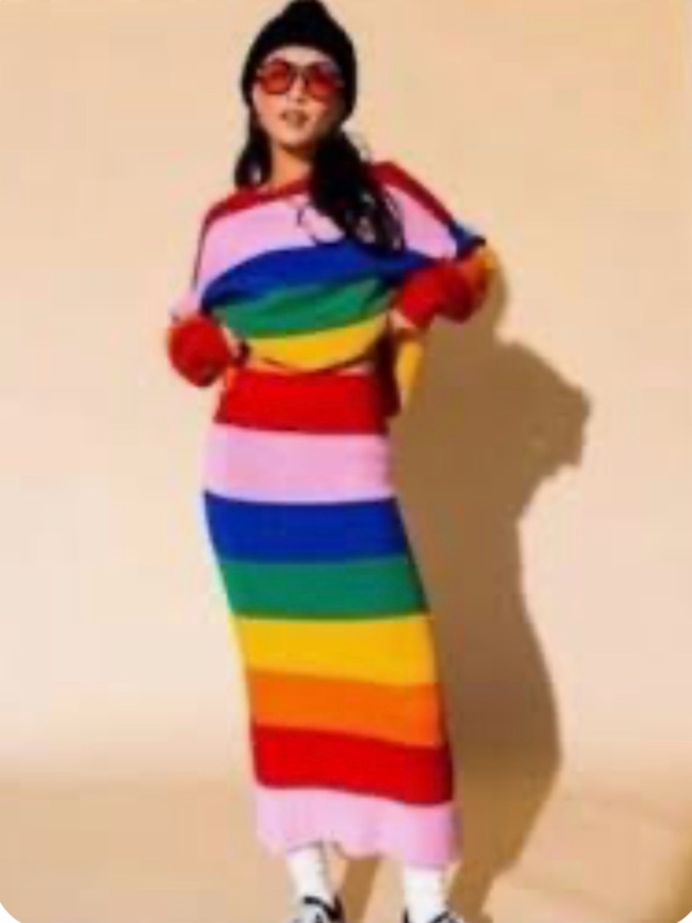 Dressed in Lala - Dancing Queen- Rainbow Stripe Knit Maxi Skirt
